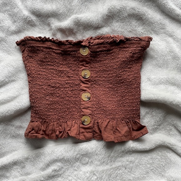 PacSun Tops - Shirred Peplum Button Down Tube Top